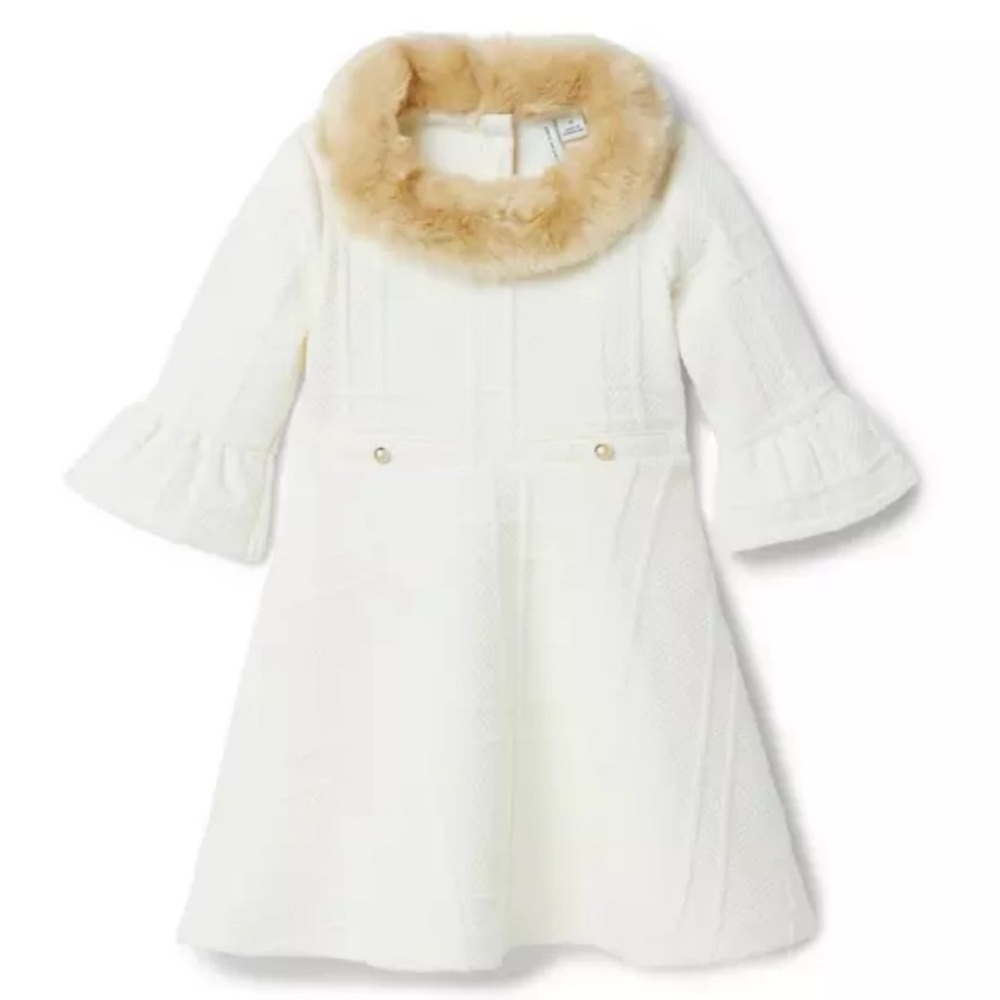 Janie and Jack Ivory Fur Collar Dress